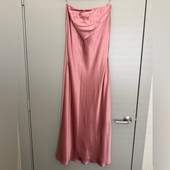 Reformation Strapless Blush Satin Slip Dress - Picture 3 of 5